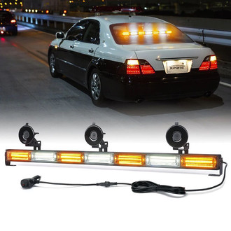 Xprite® - Controller COB LED 7 Series 31" 7 Modules White/Amber Bolt-On/Suction Cup Mount Traffic Advisor Strobe Light Bar