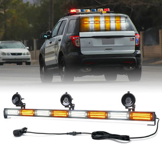 Xprite® - Controller COB LED 8 Series 35" 8 Modules White/Amber Bolt-On/Suction Cup Mount Traffic Advisor Strobe Light Bar