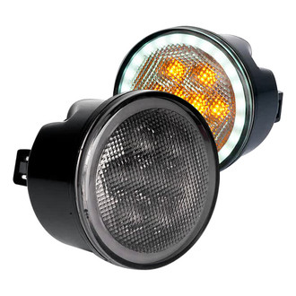 Xprite® - Black Smoke LED Turn Signal/Parking Lights With Halo DRL