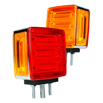 Xprite® - Pillar Series 4.45" Dual Face Amber/Red Square Pedestal Mount LED Clearance Marker Lights