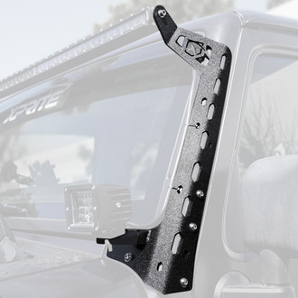 Xprite® - Mamba Series Windshield Frame Mounts with Lower Brackets for 49.5" 50.5" Straight Light Bars and All from 2" to 6" Spot Lights