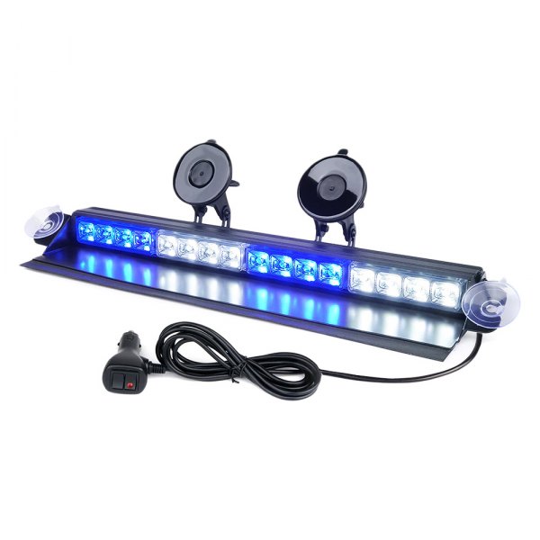 Xprite® - Cadet Series 16" 16-LED White/Blue Suction Cup Mount Visor Light