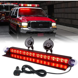 Xprite® - 18" 16-LED Red Suction Cup Mount Windshield Dash Strobe Light