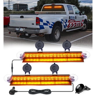 Xprite® - 18" 16-LED Amber Suction Cup Mount Windshield Dash Strobe Light