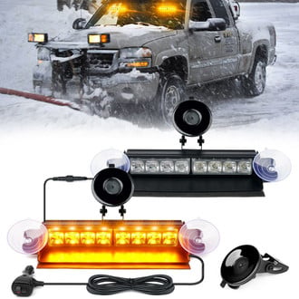 Xprite® - 8" 8-LED Amber Suction Cup Mount Windshield Dash Strobe Light