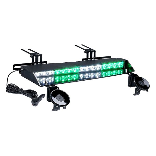 Xprite® - Chaser Series 20.1" White/Green Suction Cup Mount LED Visor Light
