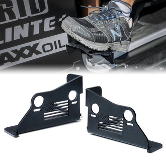 Xprite® - Black Powder Coat Foot Pegs with Jeep Flag Grille