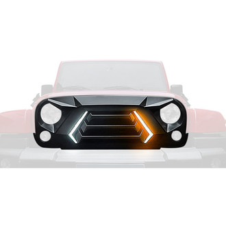 Xprite® - 1-Pc Vader Matte Black Horizontal Billet Main Grille with Turn Signal and Daytime Running Lights