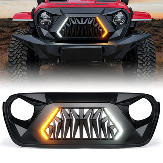 Xprite® - 1-Pc G1 Matte Black Main Grille with Turn Signal Lights