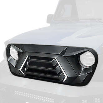 Xprite® - 1-Pc Vader Matte Black Horizontal Billet Main Grille with Turn Signal and Daytime Running Lights