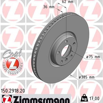 Zimmermann® - Coat-Z Front Passenger Side Brake Rotor