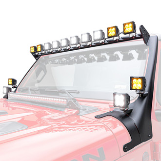 ZROADZ® - Roof and A-Pillar Bolt-on 3" 14X20W Cube Flood Beam White/Amber LED Light Kit